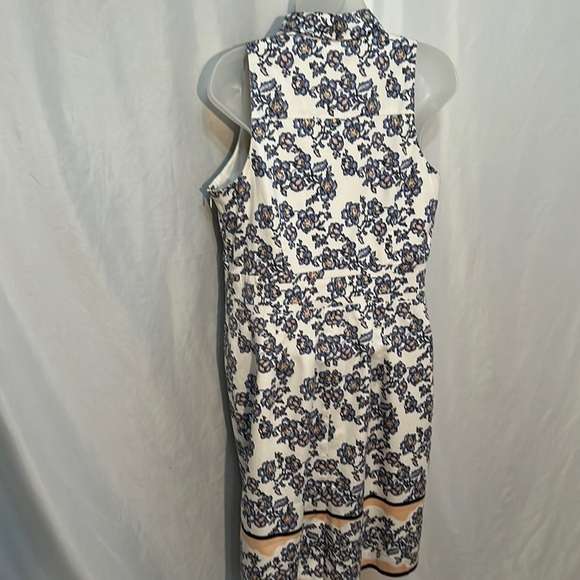 Ann Taylor Sleeveless Floral Cotton Blend Lined Dress Size 6 Blue Peach White - Picture 6 of 12